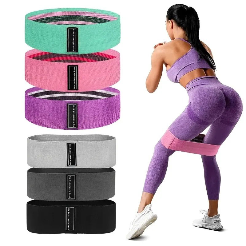 Yoga Fitness Resistance Band - 3개 세트 패브릭 저항 힙 부티